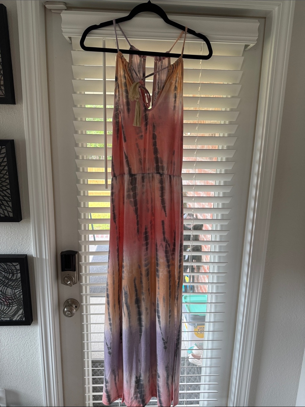 VENUS Tie-Dye Spaghetti Strap Maxi Dress - Pink, Orange & Purple